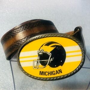 MICHIGAN UM 1978 Football Vintage Belt Buckle 40” USA Made MidWestern Mfg